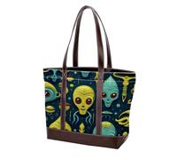 Carino verde Alien-100 Borse Tote Borse in Pelle Durevole Tela Borse e Borse per Le Donne Top Handle Satchel Hobo Borse, Multicolore 08, 33.8x12x31cm/13.3x4.7x12.2 in