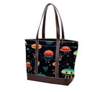 Carino Verde Alien-34 Tote Bags Durevole Pelle Canvas Borse e Borse per Le Donne Top Handle Satchel Hobo Bags, Multicolore 01, 33.8x12x31cm/13.3x4.7x12.2 in