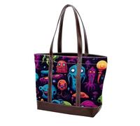 Carino verde Alien-45 Borse a tracolla per le donne grandi borse in pelle lavata morbida e borse durevoli, Multicolore 07, 33.8x12x31cm/13.3x4.7x12.2 in