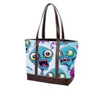 Carino Verde Alien-56 Moda Lavato Durevole Borsa In Pelle Per Le Donne Top Handle Borse A Tracolla Con Tasche Cerniera, Multicolore 07, 33.8x12x31cm/13.3x4.7x12.2 in