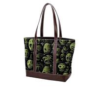 Carino Verde Alien-67 Tote Bags Durevole Pelle Tela Borse e Borse per Le Donne Top Handle Satchel Hobo Bags, Multicolore 04, 33.8x12x31cm/13.3x4.7x12.2 in