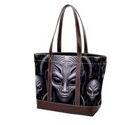 Carino Verde Alien-89 Moda Lavato Durevole Borsa In Pelle Per Le Donne Top Handle Borse A Tracolla Con Tasche Cerniera, Multicolore 08, 33.8x12x31cm/13.3x4.7x12.2 in