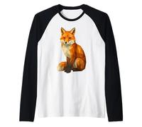 Carino Volpe poligono Geometrico a Basso Contenuto di Animali Selvatici Maglia con Maniche Raglan