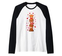 Carino Western Valentine Highland Mucche con Cuore Lettera Donne Maglia con Maniche Raglan