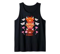 Carino Western Valentine Highland Mucche con Cuori Ragazze Donne Canotta