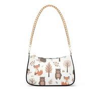 Carino Woodland Animali Orsi Volpi Partito Elegante Borsa Hobo Donne Pochette Modello Floreale Borsa A Tracolla Chiusura Cerniera