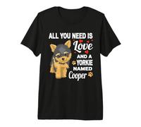 Carino Yorkie Chiamato Cooper per Yorkshire Terrier Cane Nome Maglietta Premium