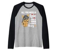Carino Yorkie Chiamato Henry per Yorkshire Terrier Cane Nome Maglia con Maniche Raglan