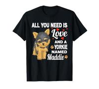 Carino Yorkie Chiamato Maddie per Yorkshire Terrier Cane Nome Maglietta