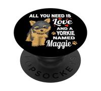 Carino Yorkie chiamato Maggie per Yorkshire Terrier Cane Nome PopSockets PopGrip Adesivo