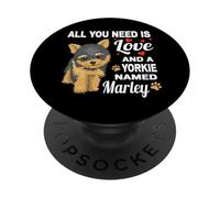 Carino Yorkie chiamato Marley per Yorkshire Terrier Cane Nome PopSockets PopGrip Adesivo