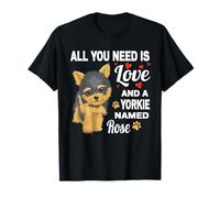 Carino Yorkie Chiamato Rosa per Yorkshire Terrier Cane Nome Maglietta