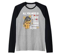 Carino Yorkie Chiamato Sophie per Yorkshire Terrier Cane Nome Maglia con Maniche Raglan