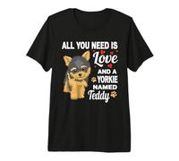 Carino Yorkie Chiamato Teddy per Yorkshire Terrier Cane Nome Maglietta Premium