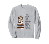 Carino Yorkie Mi Piace Davvero Leggere Libri e Yorkies Felpa