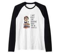 Carino Yorkie Mi Piace Davvero Leggere Libri e Yorkies Maglia con Maniche Raglan