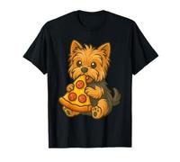 Carino Yorkshire Terrier Mangiare peperoni Pizza Fetta Maglietta