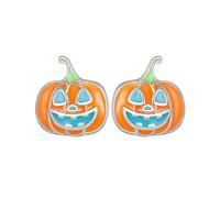 Carino Zucca Halloween Piccoli Orecchini per Donne Ragazze Adolescenti Cartilagine Teschio in Argento Sterling 925 Volto Sorridente Dormiente Orecchini a Bottone Punk Giorno del Gioielli Regali