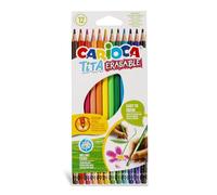 Carioca Matite colorate Pastelli Tita cancellabili con gommino colorato - Astuccio 12 pezzi