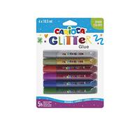 Carioca 42110 - Glitter Glue Blister Confezione 10.5 ml, 6 Colori Classici, Colla Colorata per Decorazioni