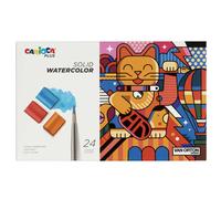 CARIOCA - 45211 - Pastiglia acquerello - ø 18 mm x 10 mm - colori assortiti - Carioca Plus - conf. 24 pezzi - 100229 - Conf. da 1 Pz. - 45211