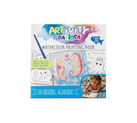 CARIOCA Artivity Sea Life - Libro da colorare con acquerelli e pennello | Quaderno da 10 pagine per dipingere con disegni di animali del mare, tavolozza di 6 colori per pagina e pennello per