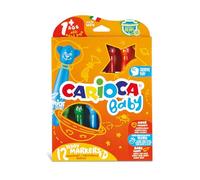 CARIOCA Baby Teddy Marker 1+ | Set Colori con Pennarelli Super Lavabili, Scatola Pennarelli per Bambini dai 12 Mesi, 12 Pezzi