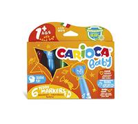CARIOCA Baby Teddy Marker 1+ | Set Colori con Pennarelli Super Lavabili, Scatola Pennarelli per Bambini dai 12 Mesi, 6 Pezzi