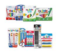 Carioca Back To School | Set di cancelleria Ritorno a Cole con matite Colorate e Grafite, acquerelli con Pennello, pennarelli, Penne cancellabili, Cere, Gomma, Forbici e Colla a Barra, 100 Pezzi