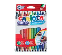 Carioca Birello Confezione da 12 Pennarelli - Doppia Punta Fine e Media - Inchiostro Atossico Super Lavabile - Lavabili da Pelle e Tessuti con Acqua e senza Sapone - Vari Colori