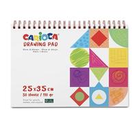Carioca Blocco di carta da disegno 25 x 35 cm | Ideale per l'uso con tempere e acquerelli | Fogli con bordi pre-tagliati per facilitare lo strappo | 50 fogli da 110 g
