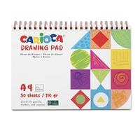 CARIOCA Blocco di carta da disegno A4 | Ideale per l'uso con matite e pennarelli | Fogli con bordi pre-tagliati per facilitare lo strappo | 50 fogli da 110 g