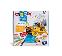 Carioca Create & Color Pop-Up 3D con 10 Pennarelli Superlavabili a Doppia Punta-Mr. Boat, Multicolore, 1 unità (Confezione da 1), 42905