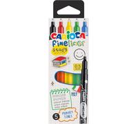 CARIOCA Fineliner Study Pennarelli Punta Fine 0,5 mm Set 5 Colori, Fineliner per Appunti, Schemi e Sottolineature, Penne Colorate per Scuola e Studio