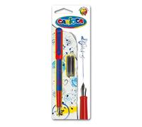 Carioca Fountain Pen Blister with 2 Cartridges, blue, transparent