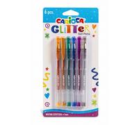 Carioca Glitter Gel Pack de 6 Boligrafos - Punta Ø 1mm - Tinta Gel Glitter - para Superficies Oscuras - Escritura Brillante y Colorida - Color Varios