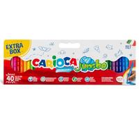 CARIOCA Jumbo Pennarelli a punta grossa | Confezione Maxi da 1/2 metro con 40 pennarelli super lavabili e con grande copertura | Corpo ottagonale Maxi | Colori assortiti | Punta Ø 6 mm | 40 pezzi