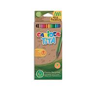 Carioca Matite Tita Eco Family, Matite Colorate, Set di Matite Esagonali in Plastica Riciclata, Matite Resistenti, Scrittura Morbida, Colori Assortiti, 12 Pezzi