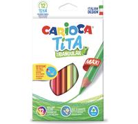 Carioca Maxi TITA, Matite Colorate, Set di Matite Maxi in Resina Triangolari, Pastelli per Bambini e Adulti, Ideali per Disegnare e Colorare, Scrittura Morbida, Colori Assortiti, 12 Pezzi