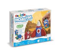 CARIOCA Modelight Maxi Alien | Pasta Modellabile per Bambini Super Elastica, Maxi Scatola Gioco con 6 Vasetti di Pasta da Modellare Super Leggera, Attrezzi e Tutorial, 12 Colori Assortiti, 180 g