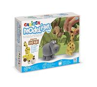 Carioca Modelight Maxi Safari | Pasta Modellabile per Bambini Super Elastica, Maxi Scatola Gioco con 6 Vasetti di Pasta da Modellare Super Leggera, Attrezzi e Tutorial, 12 Colori Assortiti, 180 g