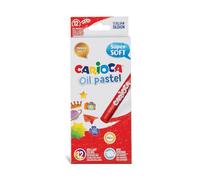 Carioca Oil Pastel, Pastelli a Olio Maxi, Set di Pastelli a Olio Colorati per Bambini, Ideali per Colorare su Carta, Cartone, Tela e Legno, Colori Assortiti e Brillanti, 12 Pezzi