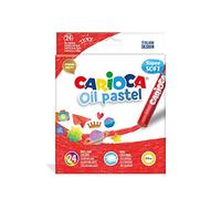 CARIOCA Oil Pastel, Pastelli a Olio Maxi, Set di Pastelli a Olio Colorati per Bambini, Ideali per Colorare su Carta, Cartone, Tela e Legno, Colori Assortiti e Brillanti, 24 Pezzi
