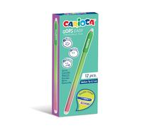 Carioca Oops Easy Penna Cancellabile Nera, Gel Termosensibile, Punta 0,7 mm, Doppia Gomma, 12 Pezzi (Verde)