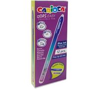 Carioca Oops Easy Penne Cancellabili Blu - Box 12 Penne Gel Cancellabili con Inchiostro Termosensibile - Punta 0,7 mm - Penne Scuola Ufficio Studio