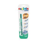 CARIOCA Oops Penna Nera, Penna Cancellabile Ricaricabile per Scuola e Ufficio con Cappuccio, Doppia Gomma e Impugnatura Ergonomica, Colore Verde, 1 Pezzo