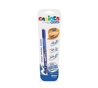 Carioca Oops Penna Nera, Penna Cancellabile Ricaricabile per Scuola e Ufficio con Cappuccio, Doppia Gomma e Impugnatura Ergonomica, Colore Blu, 1 Pezzo