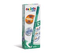 Carioca Oops Penne Cancellabili Verde x12 - Punta Media 0,7 mm, Ricaricabili, Doppia Gomma Integrata, Impugnatura Ergonomica, Penne per Scuola e Ufficio