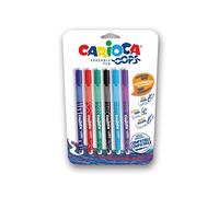 CARIOCA Oops Penne Colorate| Set Penne Cancellabili Ricaricabili per Scuola e Ufficio con Cappuccio, Doppia Gomma e Impugnatura Ergonomica, Colori Assortiti, 6 Pezzi