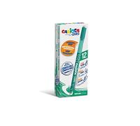 CARIOCA Oops Penne Verdi | Set Penne Cancellabili Ricaricabili per Scuola e Ufficio con Cappuccio, Doppia Gomma e Impugnatura Ergonomica, Penne Verdi, 12 Pezzi